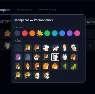 Personnalisation des comptes