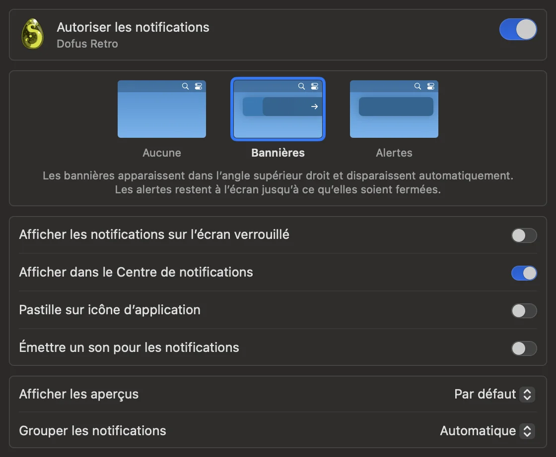 macOS Notifications - Dofus Retro